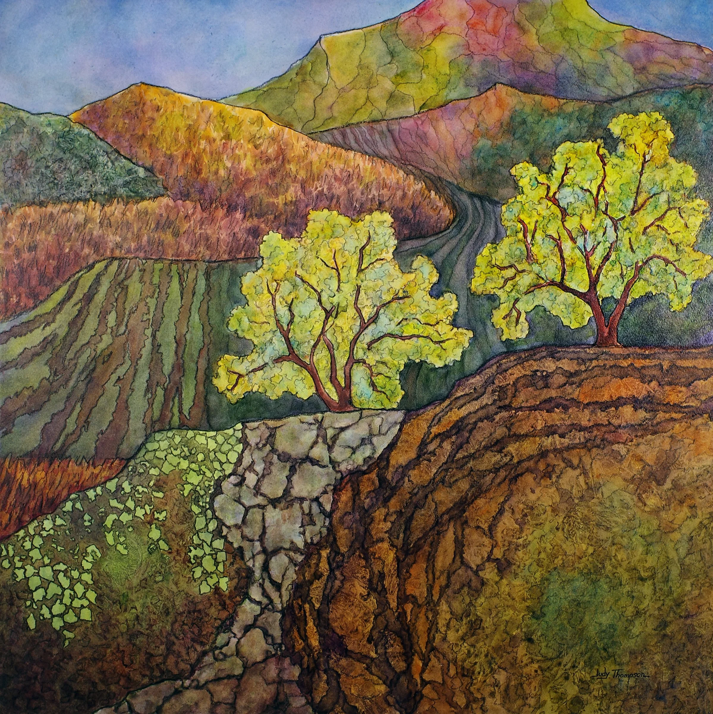 Country side watercolor by Judy Thompson