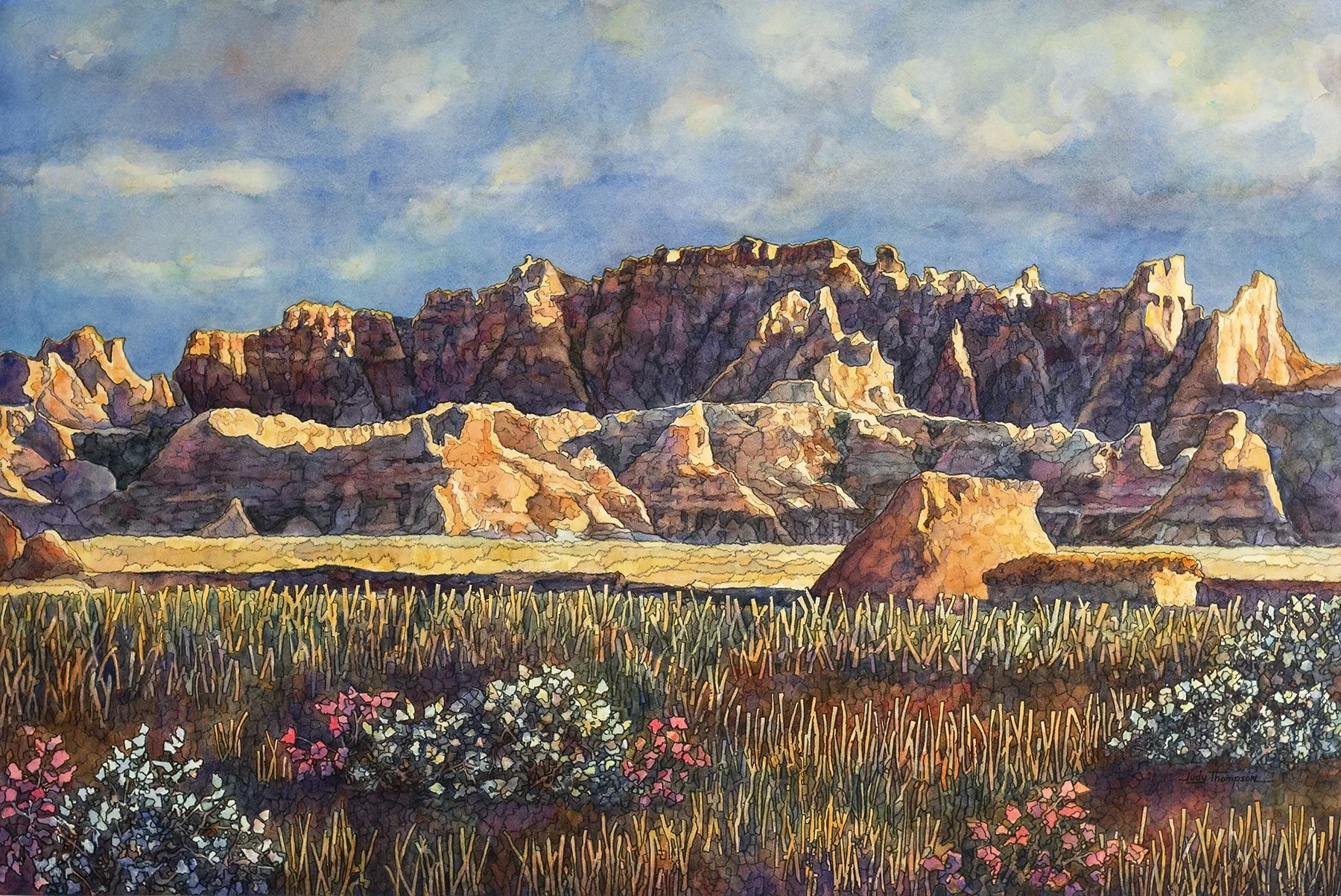 Beautiful watercolor of the western mountains by Judy Thompson